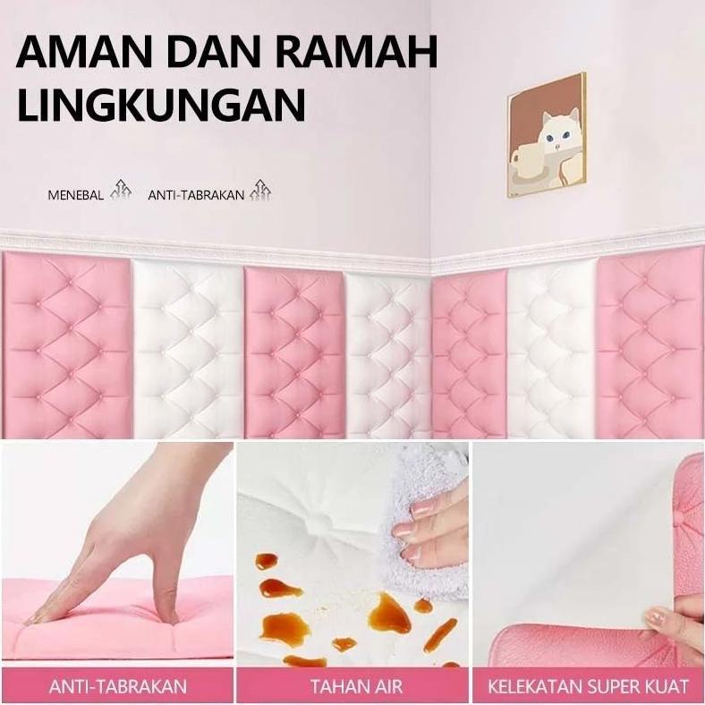 PROMO WALLPAPER HOME Foam 3D (30x60 cm Tebal 6 mm) Headboard Bed Wall Sticker