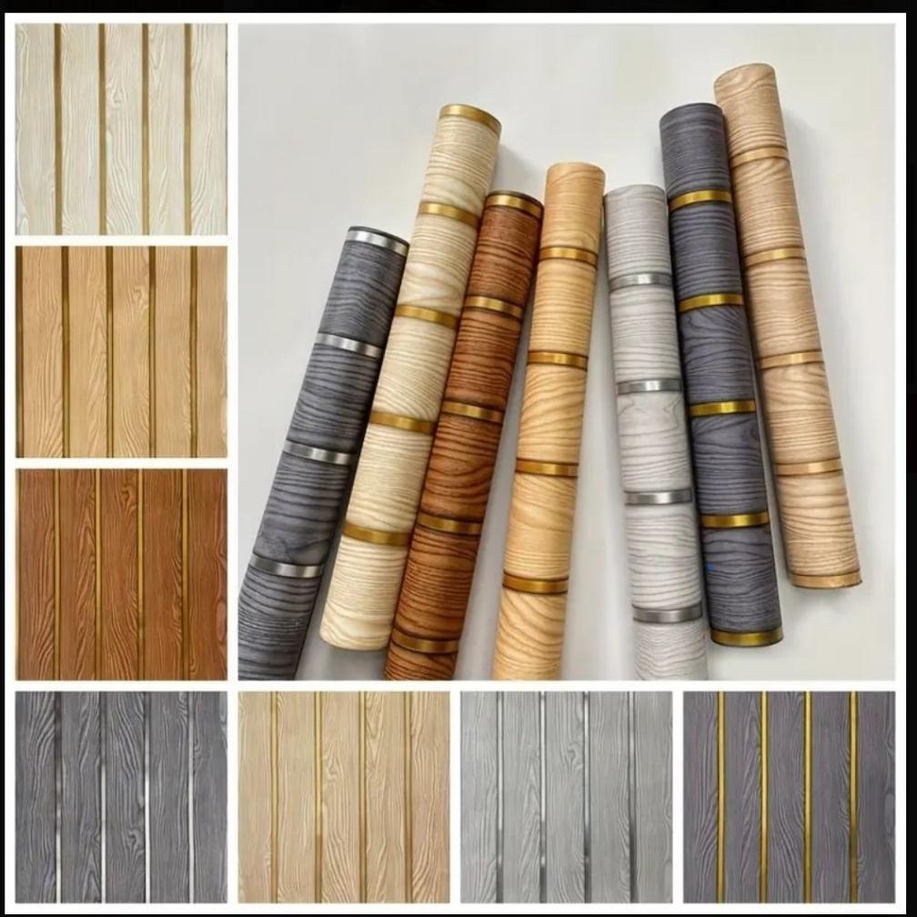 ORIGINAL Wallpaper Dinding 3D Panel Kayu NEW AESTHETIC ELEGAN 7 s/d  8 M x 45 CM 1 ROL