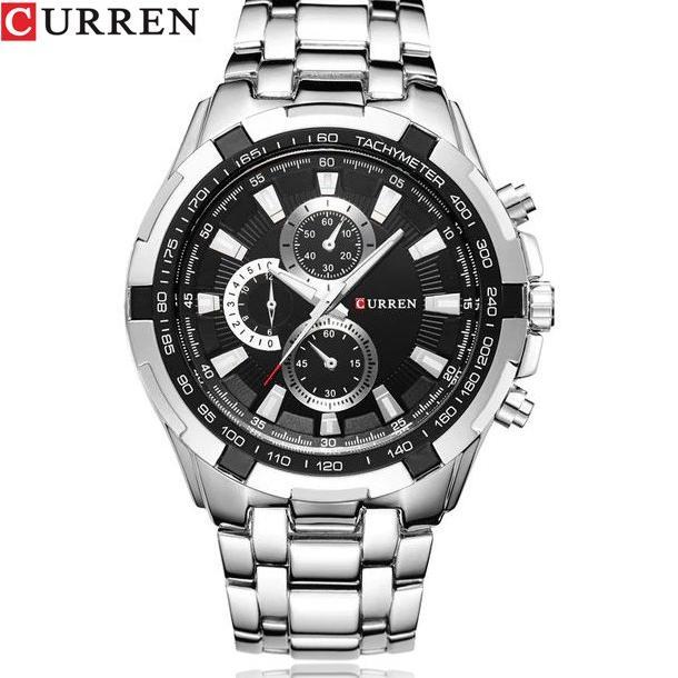 exclusive curren 8023 jam tangan pria analog stainless steel chronograph tidak aktif 46mm currenos