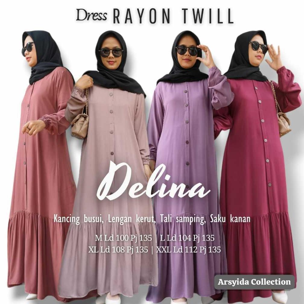 Murah Gamis Rayon Twill  Polos Kancing (Sg) Gamis Kancing Susun