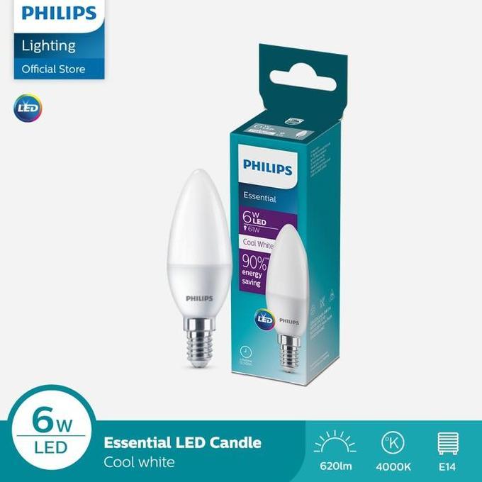 Zaito- Lampu Philips Bohlam Ess Led Candle 6W E14 4000K Semi Putih