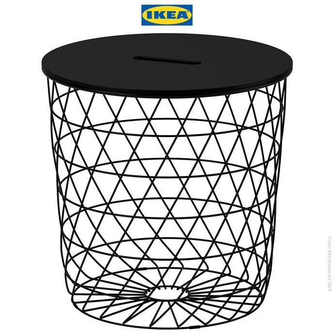 IKEA KVISTBRO Meja Penyimpanan Samping Sofa Hitam Minimalis 44cm Furniture