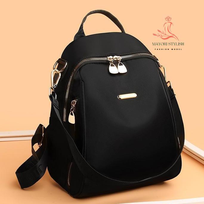 tas ransel wanita - jimiuer 7166 original import waterproof hitam black tas hitam