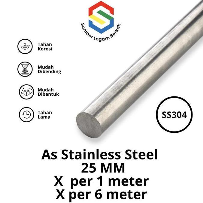 As 25 mm stainless steel 304