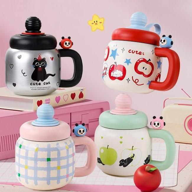Gelas Mug Chubby 800Ml Stainless Sus 316 Gelas Minum Mug Lucu Gelas Mug Kantor Viral 823