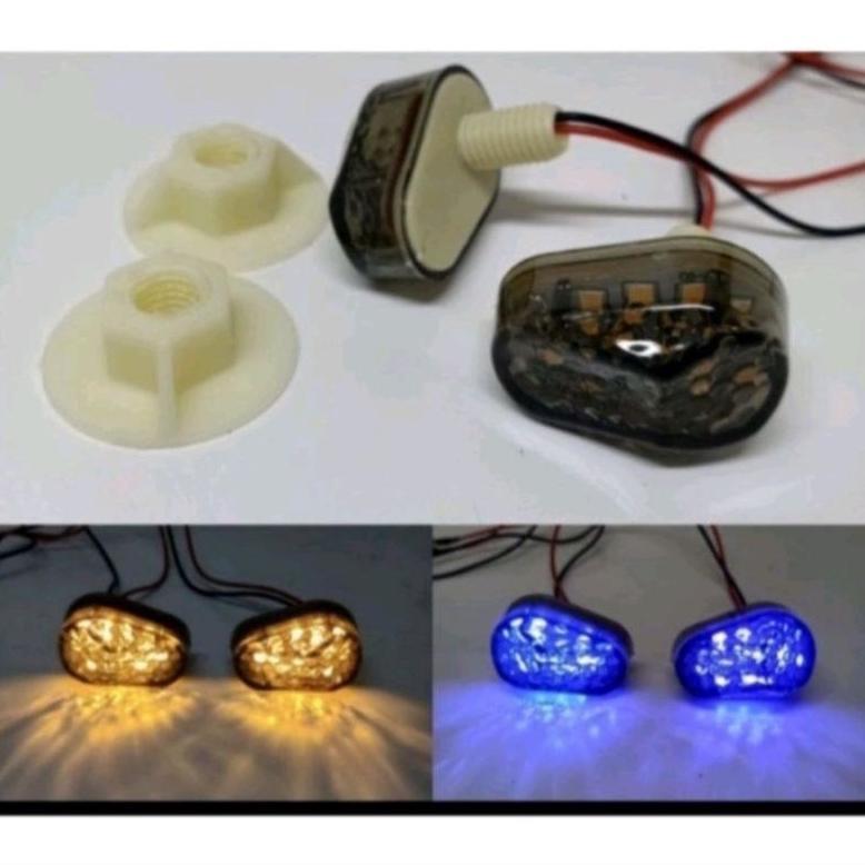 OmQ - Sein Tempel Mini Oval D90 Lampu Sen Tempel LED Kedip Motor