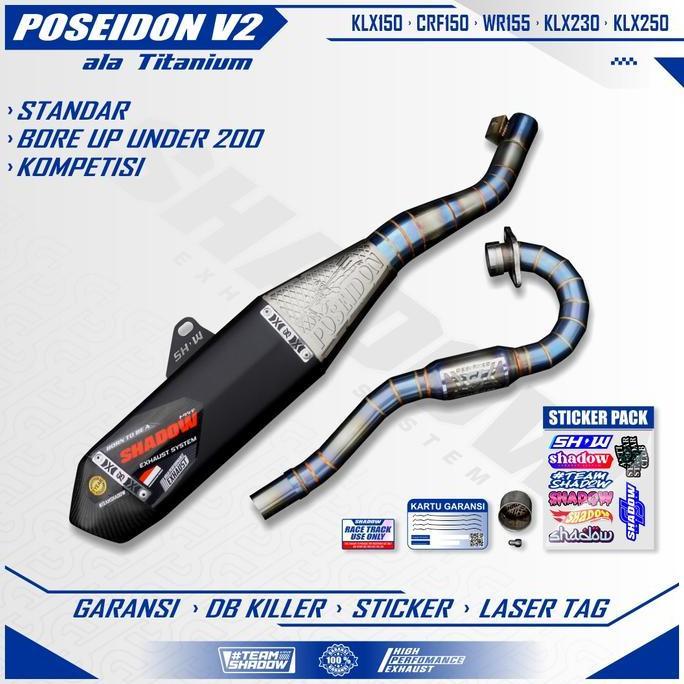 Knalpot Poseidon V2 Ala Titanium Crf150 Klx150 Wr155 Shadow Exhaust System Stainles Steel