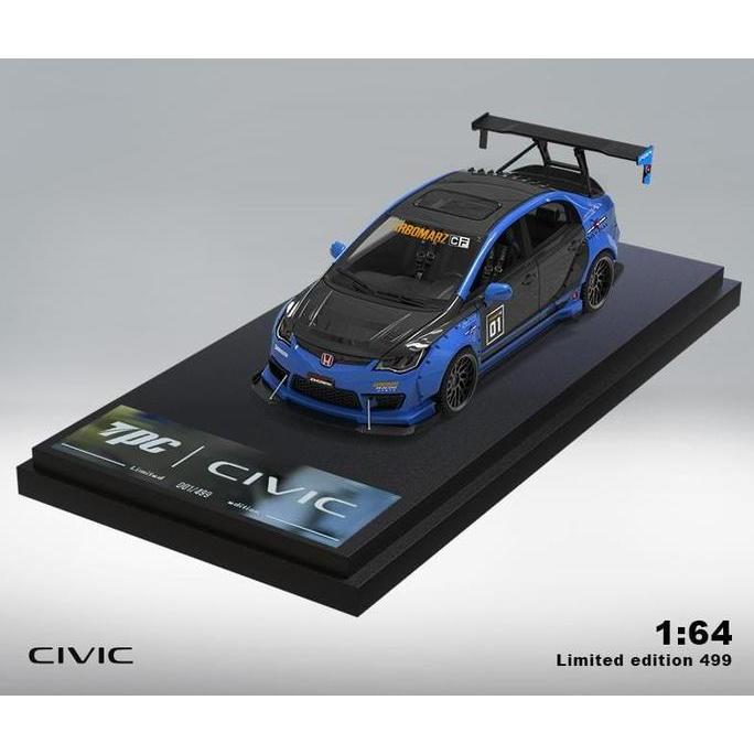 TPC 1/64 HONDA CIVIC FD2 MODIFIED BLUE DIECAST AS2123
