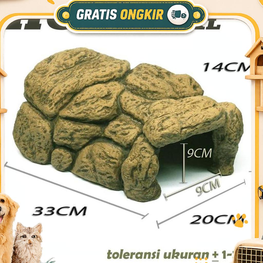 Big Size Hiding Cave Hidingcave Jumbo Tempat Sembunyi Goa Reptile Sulcata Pardalis Kadal Iguana Tegu