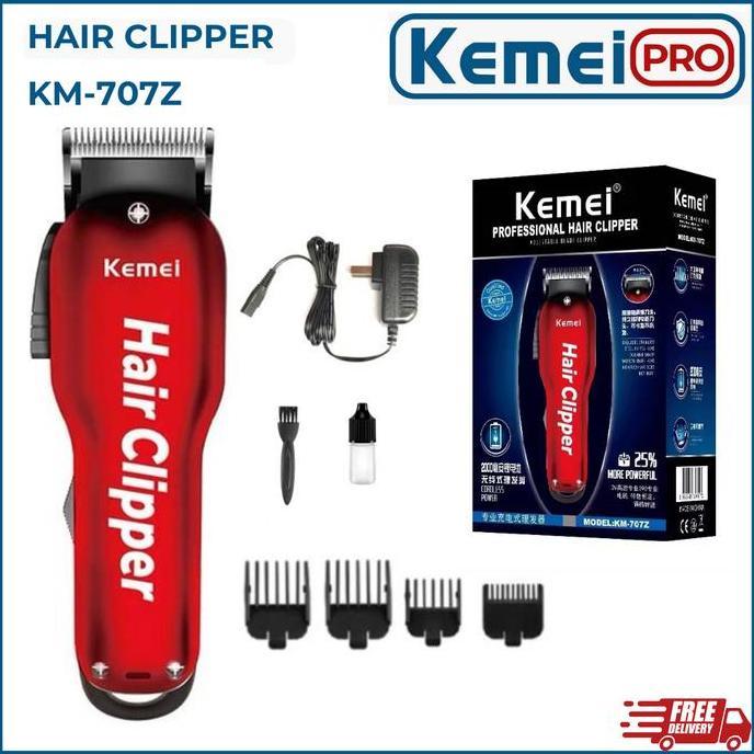 KEMEI 707Z Alat Cukur Listrik Kemei 707Z Merah Tanpa Kabel KM-707Z Rechargeable Hair Clipper Mesin R