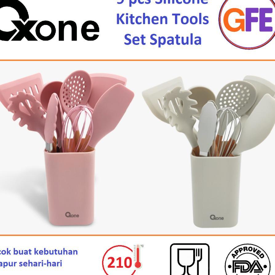 Oxone Spatula Sutil Silikon 9Pcs Silicone Kitchen Tools Set Ox-958
