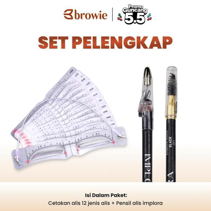 [Set Pelengkap browie] Cetakan Alis Tali 12in1 + Eyebrow Pencil (BPOM) Black Brown alis Pensil Cokla