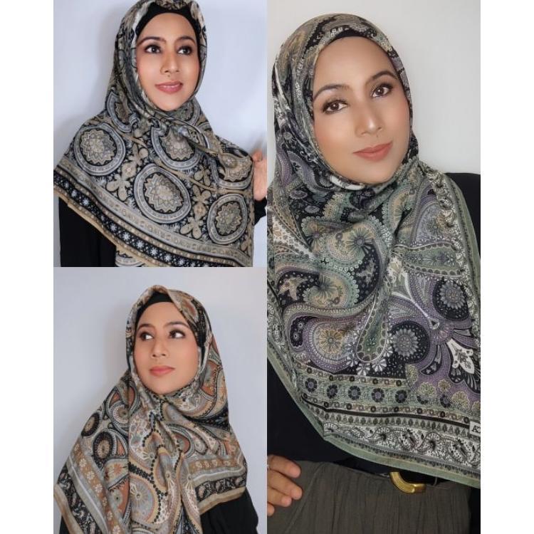 Kerudung Jilbab Hijab Turki Karaca Katun Motif Klasik 120X120