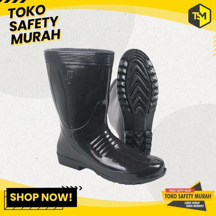 Sepatu Boot Pendek Hitam Anti Air Sepatu Boot PVC Karet AP Boots AP 1
