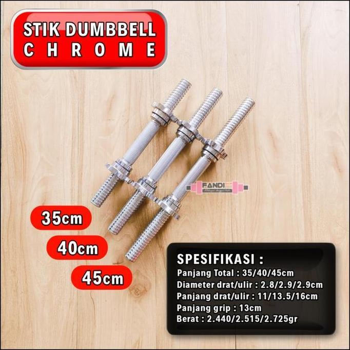 Stik Dumbbell Barbel Dumble Dumbell Chrome 35Cm 40Cm 45Cm
