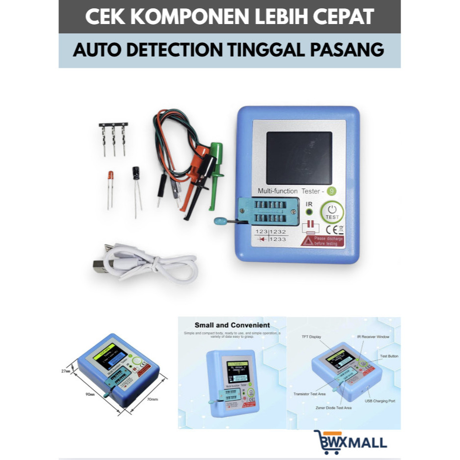 ESR Meter LCR MF9 DoTek Transistor Tester Multifungsi Digital Cek ESR Kapasitor Resistor Dioda Triac