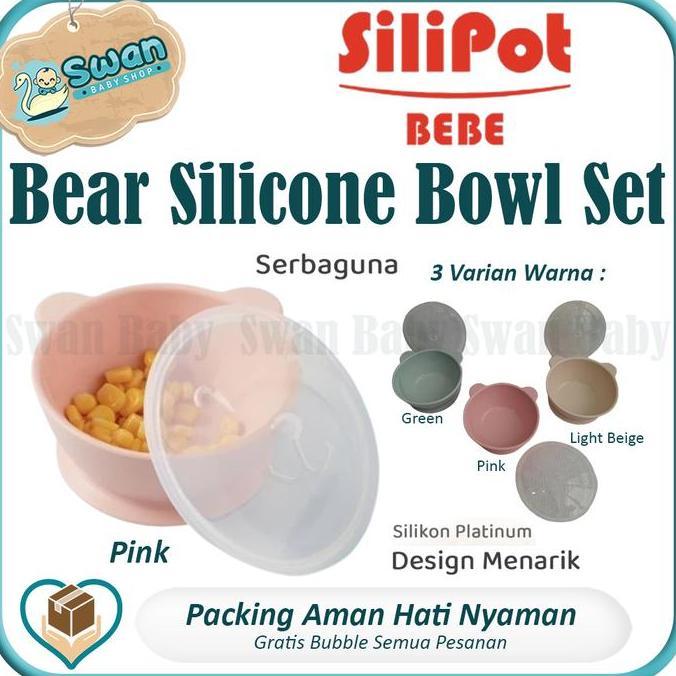 puppy_yq / SILIPOT BEBE Silicone Baby Bear Bowl Set / Perlengkapan Makan Bayi Diskon