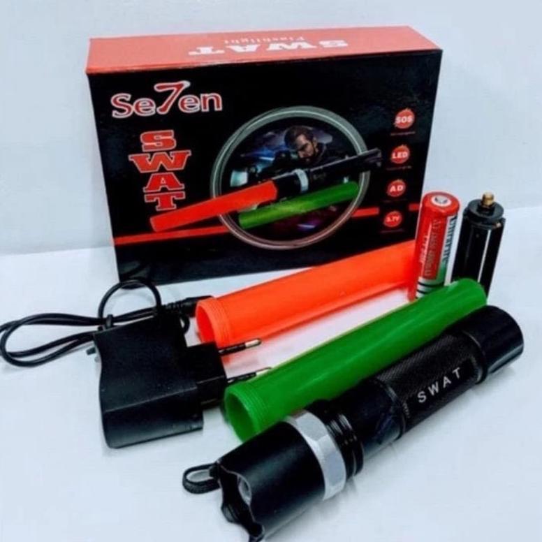 lampu senter LED police Swat cree double cone untuk lalu lintas