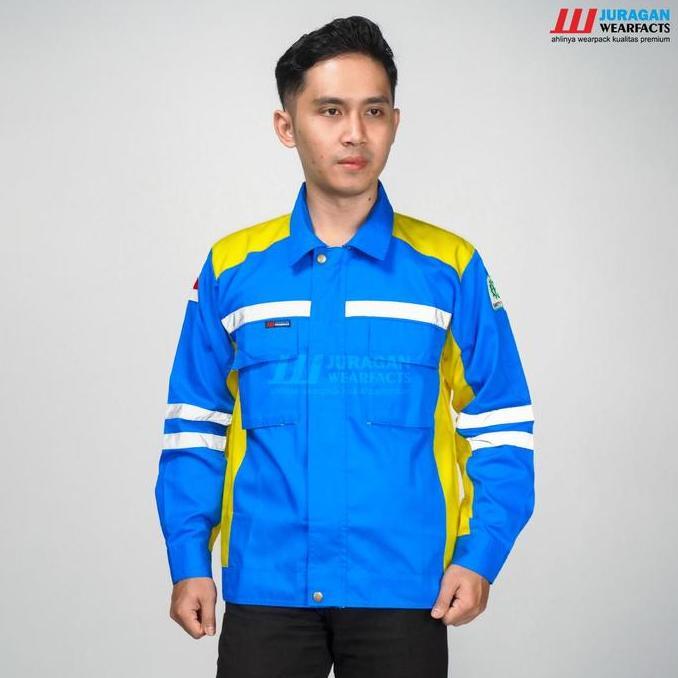 Juragan Wearfacts - Wearpack Atasan Warna Biru Benhur Kombinasi Kuning