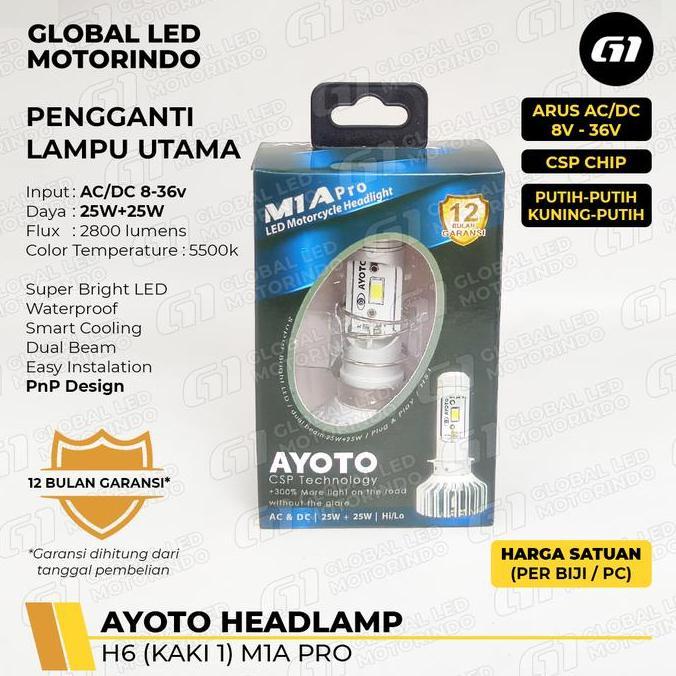 [AYOTO] LAMPU DEPAN (HEADLAMP)  H6 LED M1A PRO AC DC UNTUK MOTOR MATIC / BEBEK