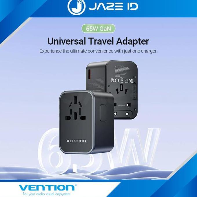 TERBARU - Vention Universal Travel Adaptor USB Type C A PD Fast Charging 20W 65W