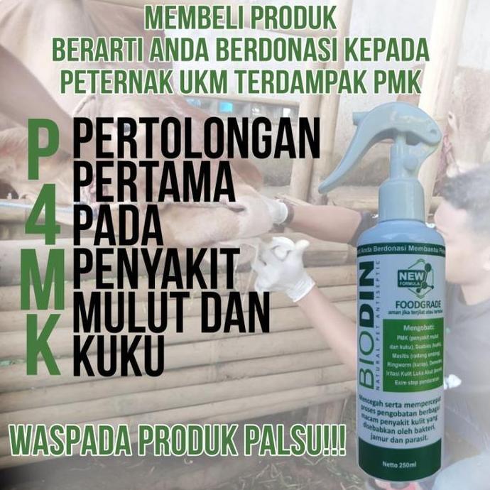 BIODIN OBAT PMK SAPI SCABIES KUCING ANJING KELINCI BOROK KAMBING 250ML