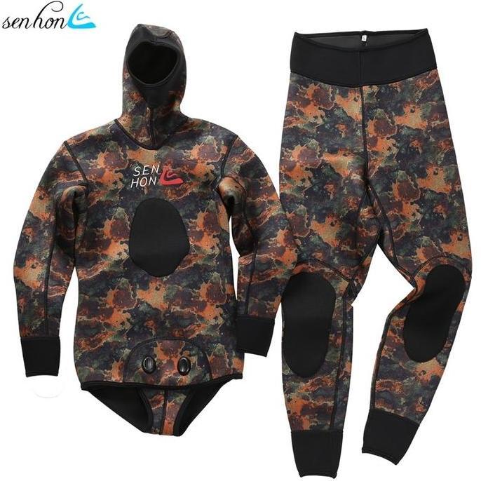 kandayana1dua - wetsuit senhon pria 3mm camoflauge spearfishing wetsuit