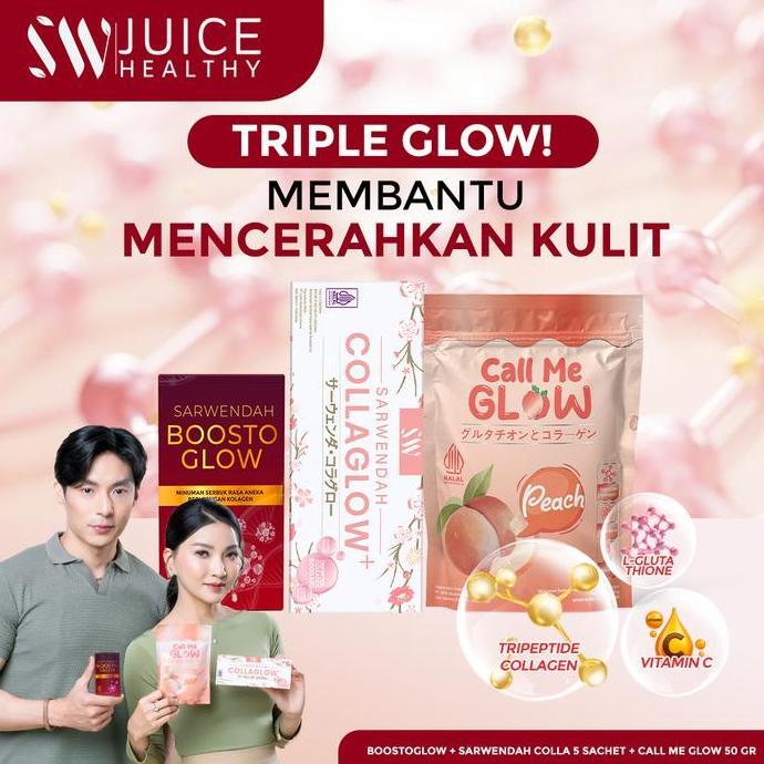 NEW [ Sarwendah ] Paket Trio Vitamin  Mencerahkan  & Glowing Kulit  [ Boostoglow + Collagen Japan + 