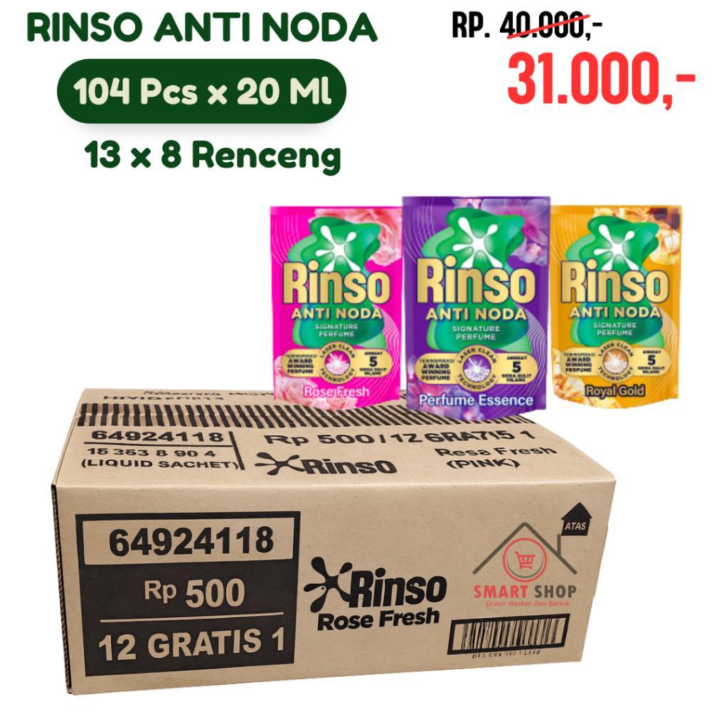 RINSO CAIR 1 DUS / Rinso Renceng 1 Dus 20 ml isi 104 sachet Anti Noda