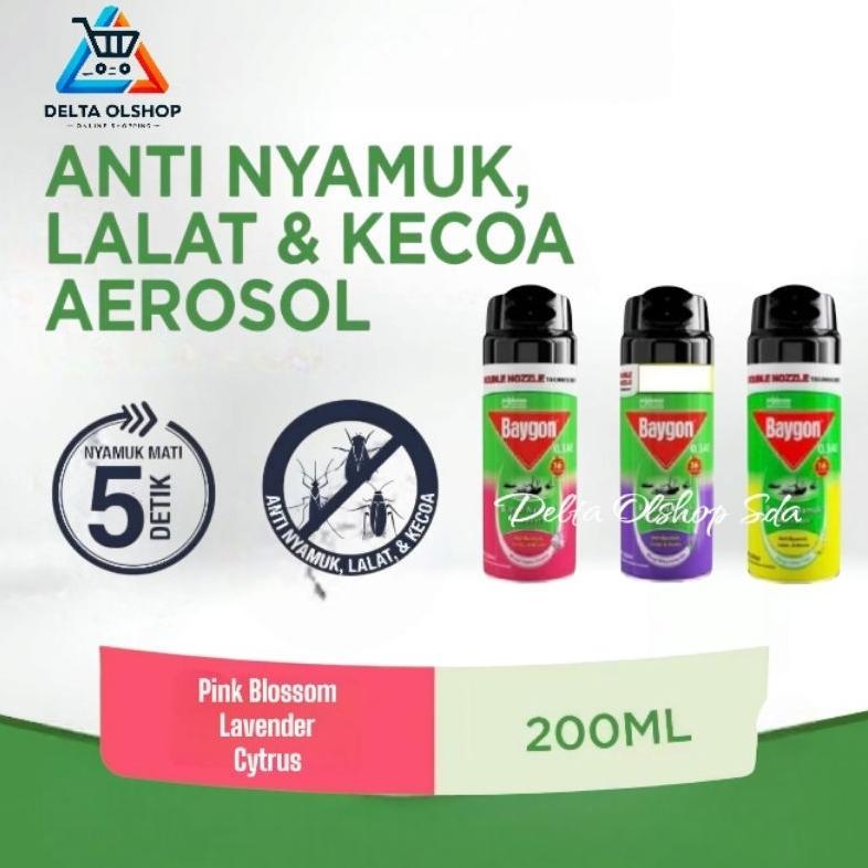 Baygon Aerosol semprot 200ml | Anti Nyamuk Lalat Dan Kecoa