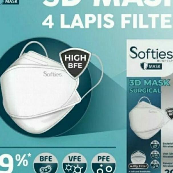 Softies 3D Mask Surgical 4Ply Isi 20 / Masker Medis Kf94  Softies 4Ply