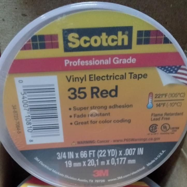 Original 3M Isolasi Scotch 35 Vinyl Electrical Tape Merah / Red