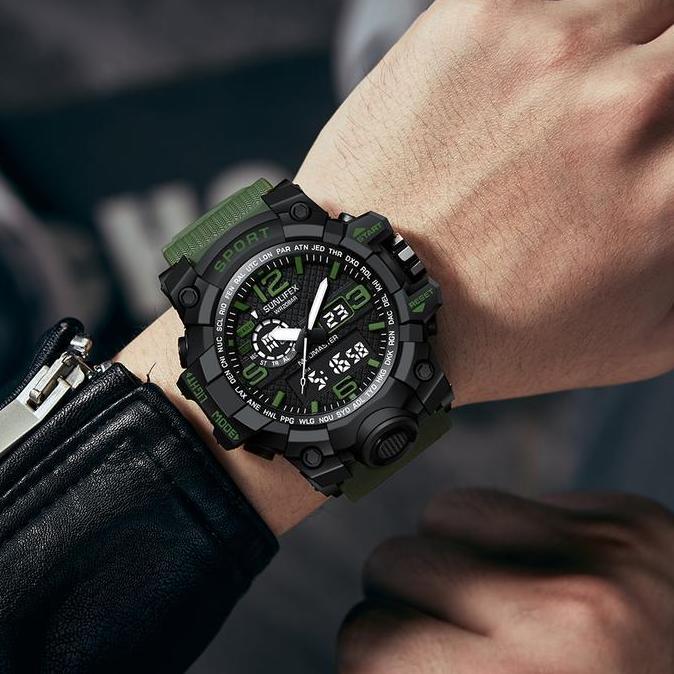 Sunlifex Jam Tangan Pria Original Jam Digital Olahraga Tali Silikon