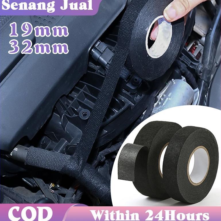 25M Pita Tahan Panas Tape Isolasi Kabel Tape Mobil Hitam Lakban Kain