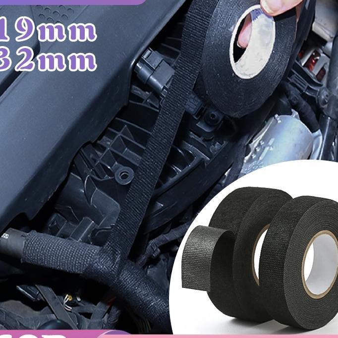 25M Pita Tahan Panas Tape Isolasi Kabel Tape Mobil Hitam Lakban Kain
