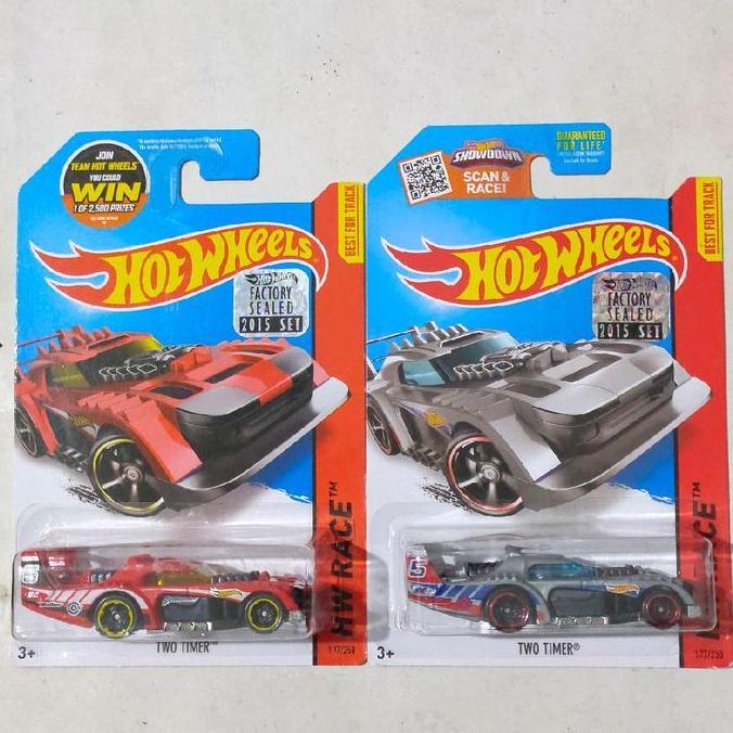 HOTWHEELS HOT WHEELS TWO TIMER FACTORY SEALED 2015 1 SET 2 PCS HW RACE BEST FOR TRACK BASE BESI RARE