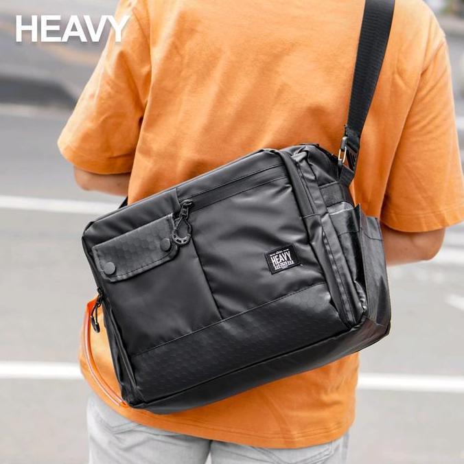retnokosvera54 - tas selempang laptop hitam heavy | tas kerja tenteng laptop tablet slingbag besar d