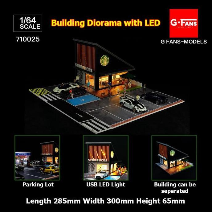 G-Fans Models 1/64 Premium Diorama Diecast Starbucks with LED Light