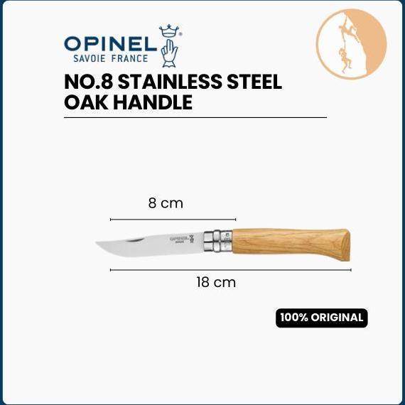 Opinel Luxury No.8 Stainless Steel Oak Handle Folding Knife
