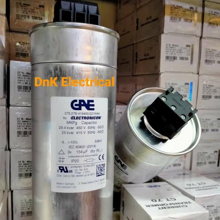 CAPACITOR//KAPASITOR//CAPASITOR GAE 3PHASE TYPE MKPG 25KVAR 415V ORIGINAL DAN TERPERCAYA