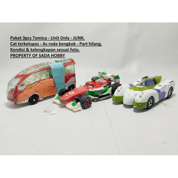 PAKET DIECAST 3PCS TOMICA RIKUKAIKUU CARS FRANSESCO BERNOULLI BUZZ LIGHTYEAR UNIT ONLY JUNK CADATOYS