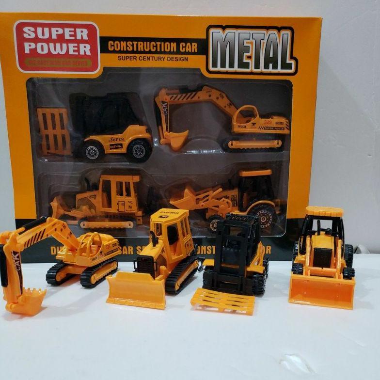 promo contruction car metal-mobil bego die cast alat berat mainan anak dari besi constructuon truck