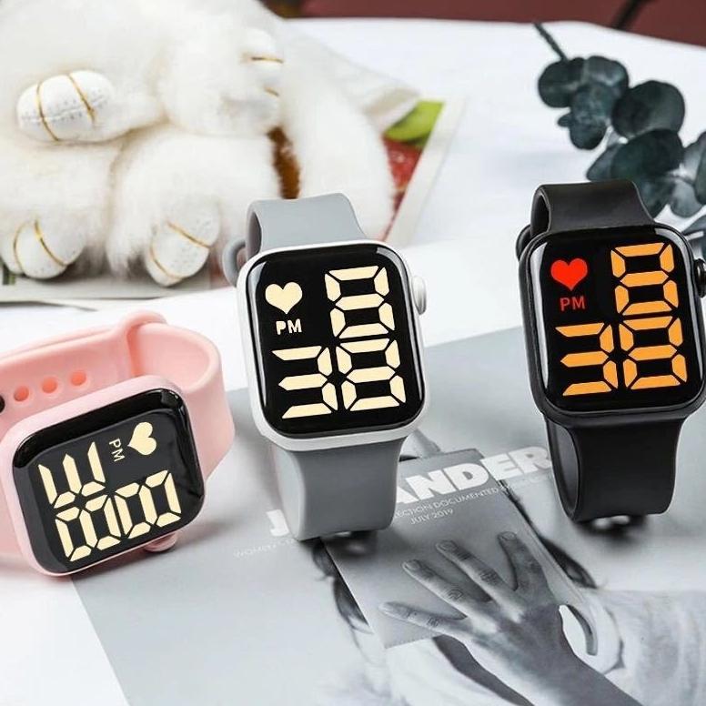 OFFICIAL TJH JAM TANGAN LED DIGITAL PRIA WANITA RUBBER ELECTRONIC FASHION COUPLE ANAK REMAJA PREMIUM