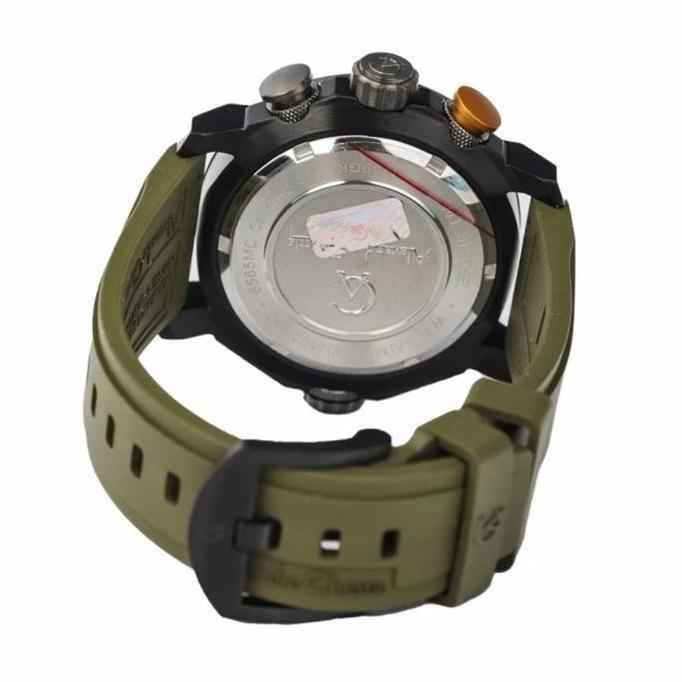 Jam Tangan Pria Alexandre Christie Chronograph AC 6565 MCREPGN Black Dial Green Rubber Strap