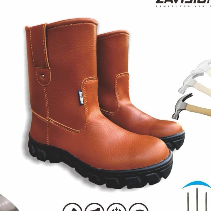 Zavision Sepatu Safety Boots Ujung Besi Premium Kulit Tebal Boots Tinggi Original 100%