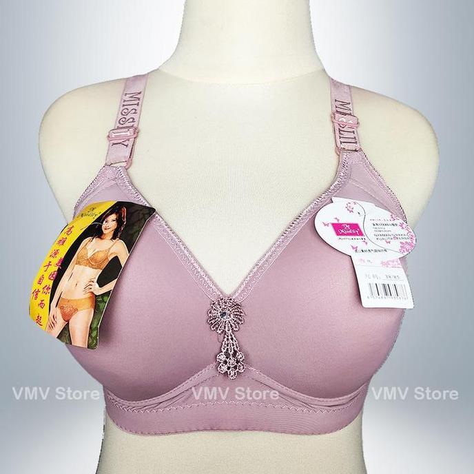 Bra Misslily 128 Import Cup C Besar Kait 3 Bh Wanita Tanpa Kawat Jumbo Size 36 - 38 - 40 - 42 - 44 -