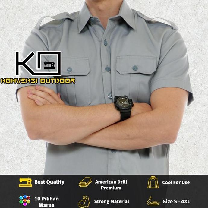 KEMEJA PDL LAPANGAN LENGAN PENDEK OUTDOOR Gunung Seragam PDH Abu-abu