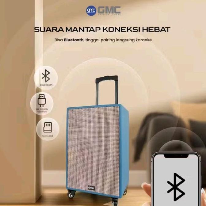 selatansana / speaker karaoke portable GMC 883E 12in/200watt rms Diskon