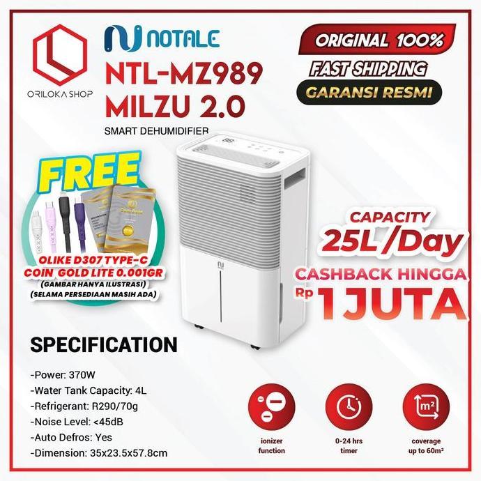 Notale Milzu Smart Dehumidifier - Garansi Resmi