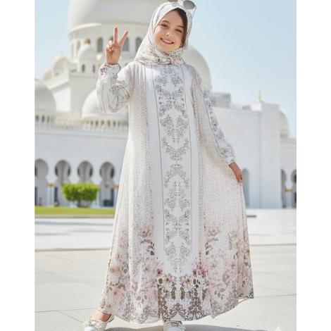 Diskon Terbaru,,, Gamis Aisyah Ceruty Baby Doll Mix Brokat Free Hijab Usia 3-10 Tahun - Gamis Anak R